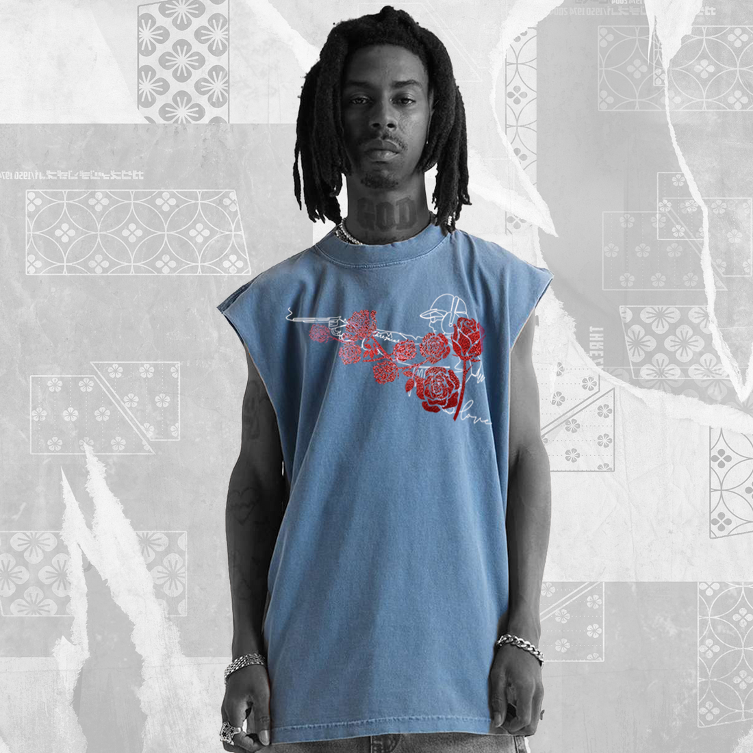 GUNNER (Fleurs de Zacari: Love not War muscle t-shirt